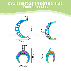 24Pcs 6 Style Ion Plating(IP) 304 Stainless Steel Pendants&nbsp;STAS-DC0014-20