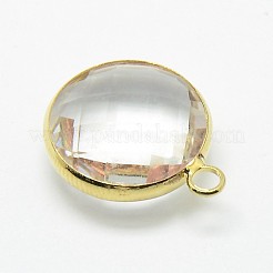 Golden Tone Brass Glass Pendants&nbsp;GLAA-J018A-G