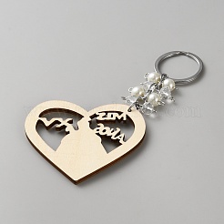 Wood Keychain&nbsp;HJEW-WH20022-02