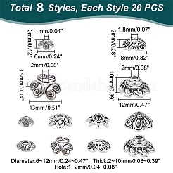 160Pcs 8 Style Tibetan Style Alloy Bead Caps&nbsp;FIND-PH0008-51