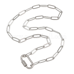 304 Stainless Steel Paperclip Chain Necklaces with Screw Carabiner Lock Charms&nbsp;NJEW-JN06389