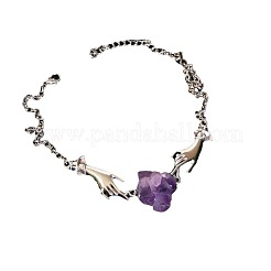 Both Hands Alloy with Nuggets Natural Amethyst Pendant Necklaces&nbsp;FS-WG3CF2D-01