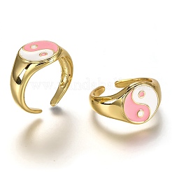 Brass Enamel Cuff Rings&nbsp;RJEW-C100-22G-B