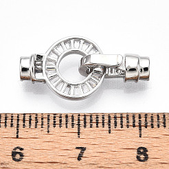 925 Sterling Silver Micro Pave Clear Cubic Zirconia Fold Over Clasps&nbsp;STER-T008-03P
