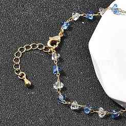 Brass & Glass Link Chain Bracelets for Women&nbsp;BJEW-F517-01G