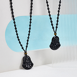 2Pcs Resin Imitation Gemstone Maitreya Buddha Pendant Necklace&nbsp;NJEW-UN0001-59B