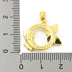 Brass Micro Pave Clear Cubic Zirconia Pendants&nbsp;KK-P263-03C-G