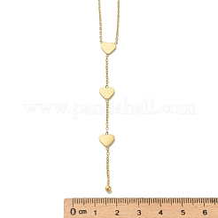 304 Stainless Steel Heart Link Double Layer Chain Y Necklaces for Women&nbsp;NJEW-C088-03G
