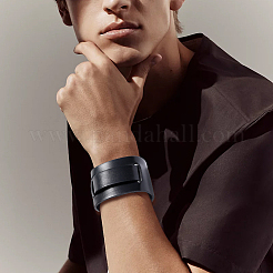 Vintage Punk Rock Style Wide Leather Cord Wristband Bracelets for Unisex&nbsp;BJEW-WH20007-07A