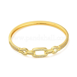Brass Micro Pave Clear Cubic Zirconia Hollow Rectangle Hinged Bangles for Woman&nbsp;BJEW-M312-03D-G