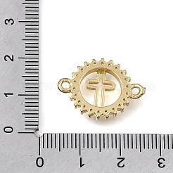 Brass Pave Clear Cubic Zirconia Ring Connector Charms&nbsp;KK-E802-10G-A