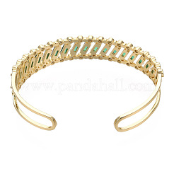 Cubic Zirconia Rectangle Open Cuff Bangle&nbsp;BJEW-N014-025C
