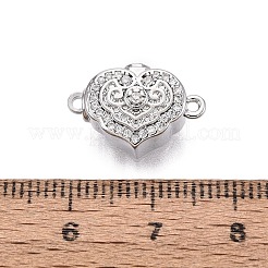 Brass Micro Pave Clear Cubic Zirconia Box Clasps&nbsp;KK-Q074-07P