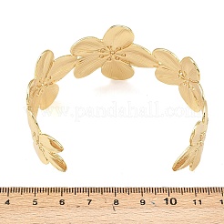 Brass Flower Cuff Bangles for Women&nbsp;BJEW-A090-01G
