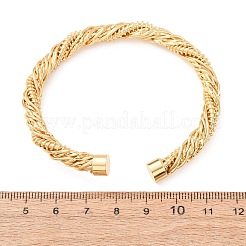 Brass Twisted Rope Open Cuff Bangles&nbsp;KK-CBA3297-11G
