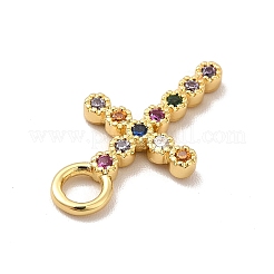 Rack Plating Brass Micro Pave Cubic Zirconia Pendants&nbsp;KK-P230-25G-02