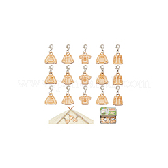 Wood Clothes Pendant Locking Stitch Markers&nbsp;HJEW-NB00123