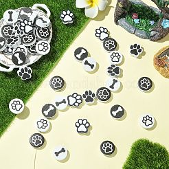 60Pcs 6 Styles Dog Bone Print Wooden European Beads&nbsp;WOOD-CJ0002-39