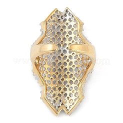 Owl Brass Micro Pave Clear Cubic Zirconia Open Cuff Ring for Women&nbsp;RJEW-Q819-14G