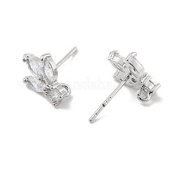 Brass Clear Cubic Zirconia Stud Earring Findings&nbsp;KK-A238-02B-P