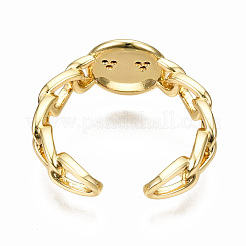 Flat Round Brass Micro Pave Cubic Zirconia Cuff Rings&nbsp;RJEW-N035-001-NF