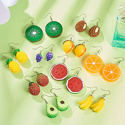 DIY Dangle Earring Making Resin Pendants with Tone Iron Findings and Brass Earring Hooks&nbsp;DIY-SC0009-24