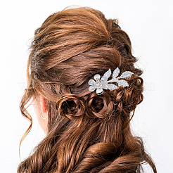 10Pcs 10 Style Wedding Bridal Flower & Leaf Iron Hair Combs&nbsp;OHAR-BC0001-02