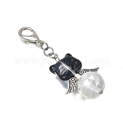 8Pcs Cat Shape Glass Pendant Decorations&nbsp;HJEW-JM04088
