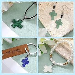 20Pcs Opalite/Synthetic Goldstone/Malachite/Turquoise/Natural Blue Spot Jasper/Crazy Agate/Green Aventurine/Indian Agate/Topaz Jade Cross Pendants&nbsp;G-YW0002-27