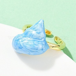 Brass Enamel Adjustable Cuff Rings for Women&nbsp;RJEW-G357-01O