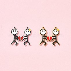 2 Pairs 2 Colors Valentine's Day 304 Stainless Steel Enamel Magnetic Pendants&nbsp;STAS-FS0002-08