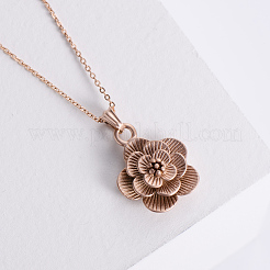 Vintage Stainless Steel Flower Pendant Necklaces for Women&nbsp;TN5325