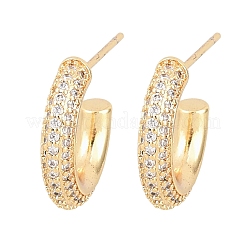 C-Shaped Brass Clear Cubic Zirconia Stud Earrings&nbsp;EJEW-A156-11A-G