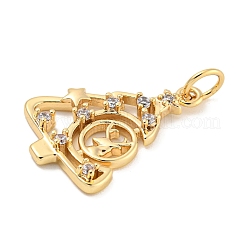 Rack Plating Brass Micro Pave Clear Cubic Zirconia Pendants&nbsp;KK-B093-16G
