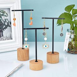 T Bar Iron & Wood Earring Displays Sets&nbsp;EDIS-WH0016-02