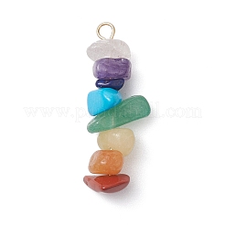 6Pcs Mixed Gemstone Chip Beaded Pendants Set&nbsp;PALLOY-JF02769-02