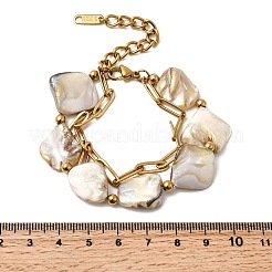 304 Stainless Steel & Natural Shell Double Layer Bracelets&nbsp;BJEW-G763-07G