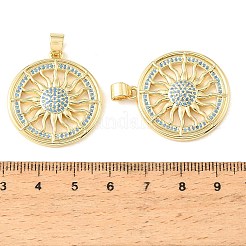 Brass Micro Pave Sky Blue Cubic Zirconia Pendants&nbsp;CU-CBA6938-04G-03