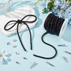 7.1 Yards Glass Rhinestone Synthetic Rubber Round Cord&nbsp;DIY-GF0013-74C