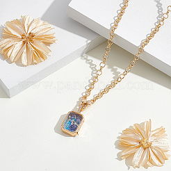 1Pc Brass Micro Pave Clear Cubic Zirconia and Glass Locket Pendant Necklaces&nbsp;NJEW-NB0001-33B