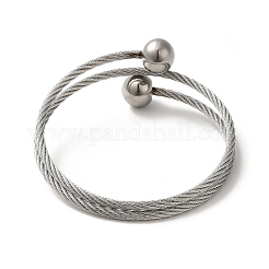 Non-Tarnish 304 Stainless Steel Double Layer Wrap Bangles&nbsp;BJEW-P310-02B-P