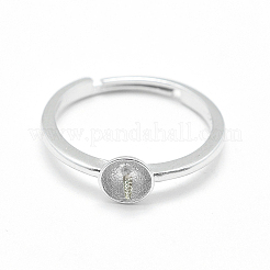 Anti-Tarnish Rhodium Plated 925 Sterling Silver Finger Design Ring Mounts Fittings with Pearl Seat&nbsp;STER-E060-15P