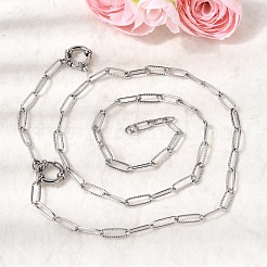 4MM 201 Stainless Steel Textured Paperclip Chain Necklaces&nbsp;NJEW-K302-02P