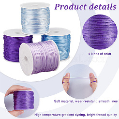 4 Rolls 4 Colors Nylon Satin Rattail Cords&nbsp;NWIR-PH0002-21