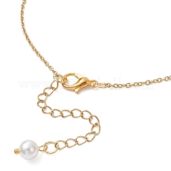 Shell Pearl and Natural Amethyst Round Beads Link Chain Necklaces for Women&nbsp;NJEW-JN05635