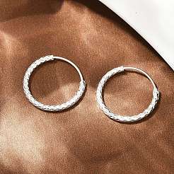 Brass Textured Hoop Earrings&nbsp;EJEW-F378-03C-S