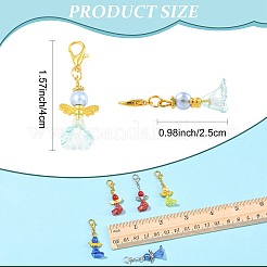 8Pcs Angel Acrylic & Glass Pearl Pendant Decorations&nbsp;HJEW-FS00070