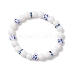 Dyed & Heated Natural Mashan Jade Round Beads Stretch Bracelets for Women&nbsp;BJEW-JB12207