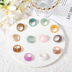 12Pcs 12 Colors Resin Finger Rings&nbsp;RJEW-SC0001-34
