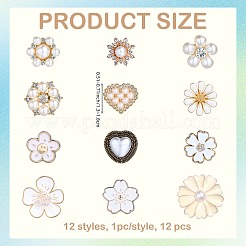 12Pcs Flower Alloy & Resin Enamel Stethoscope Pendant Decorations&nbsp;HJEW-SW00237